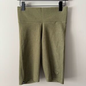 ADIDAS TREFOIL TWO COLORED RIBBED BIKER SHORTS FOCUS OLIVE MEDIUM